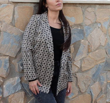 Blazer Negro con estampado Geométrico