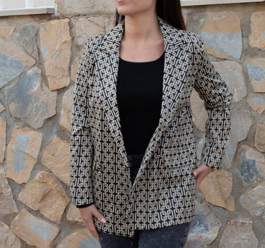 Blazer Negro con estampado Geométrico