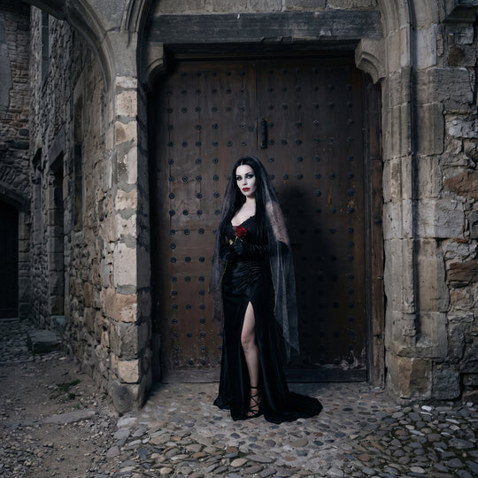 Vestido negro encaje — versión Halloween
