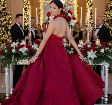 Vestido Elegancia Carmesí